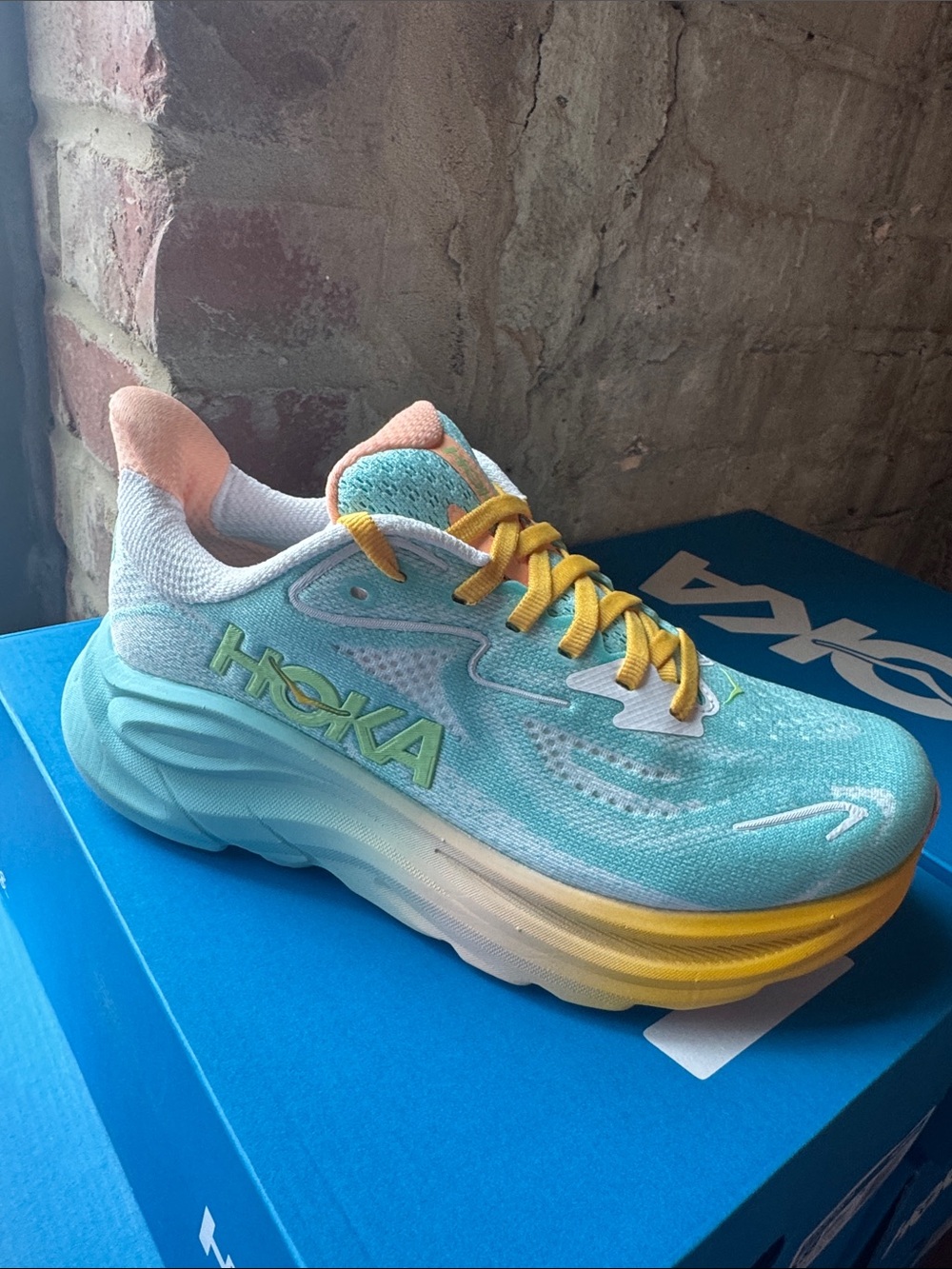 Hoka Clifton 10 - BPRK Women's Aqua Teal & Yellow Running Sneakers